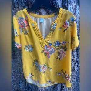 Old Navy Yellow Floral Women's Blouse